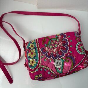 Vera Bradley Turn Lock Crossbody Purse in Pink Swirl